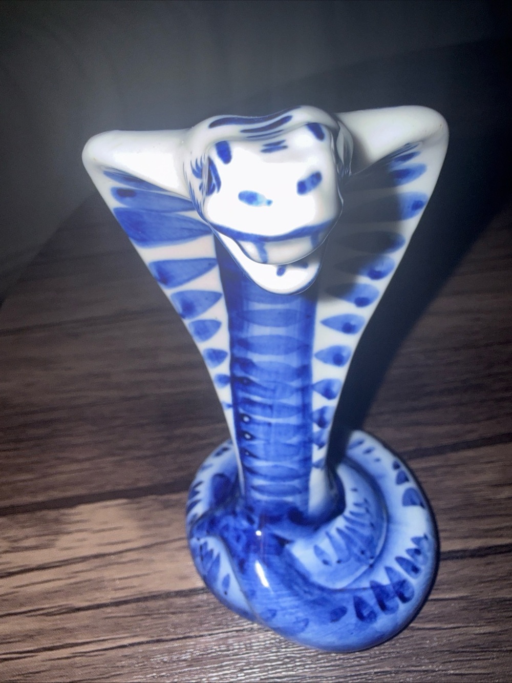 GZHEL Blue Ceramic Cobra Figurine - Decorative Reptile Accent